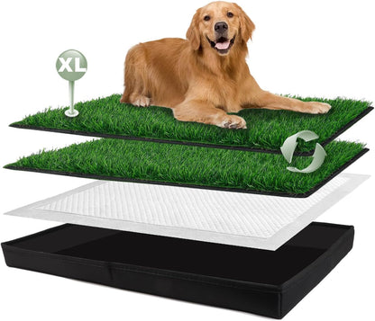 Dog Grass Pad with Foldable Dog Litter Box, Extra Large Liner Base (44”×34”) for Balcony, 2