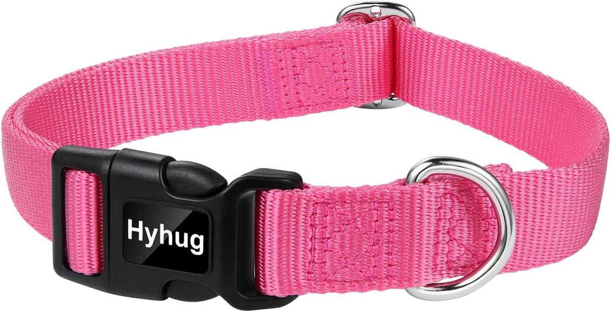 Hyhug Dog Collar with Quick Release Buckle, Nylon Adjustable Durable Cute Pet Collars for Medium