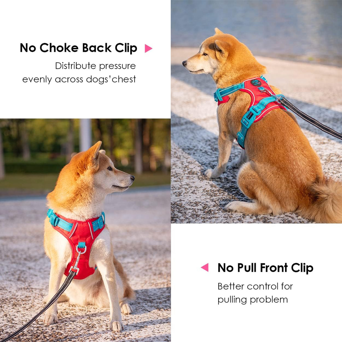 PHOEPET No Pull Dog Harness, Unique Colors Reflective Adjustable Dog Vest, with Soft Training