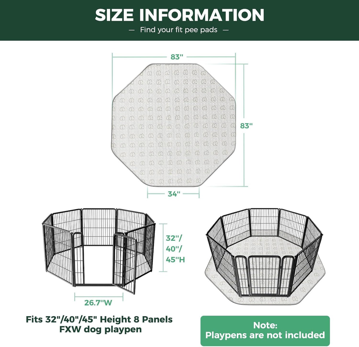 FXW Washable Pee Pads for Dogs, Puppy Pads with Super Absorbent, Specifically Designed for FXW