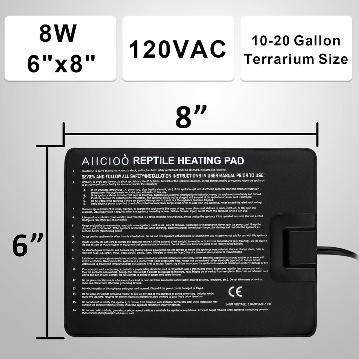 Aiicioo Under Tank Heater Thermostat - Reptile Heating Pad with Temperature Control Reptile Heat