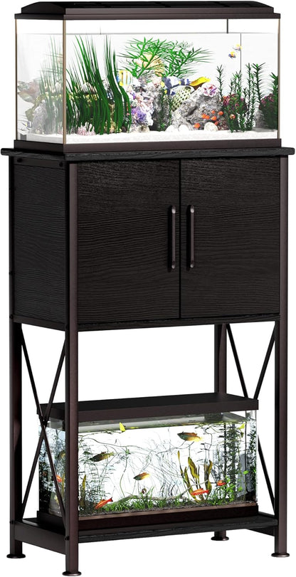 5-10 Gallon Fish Tank Stand, Metal Double Aquarium Stand with Cabinet for Fish Tank Accessories