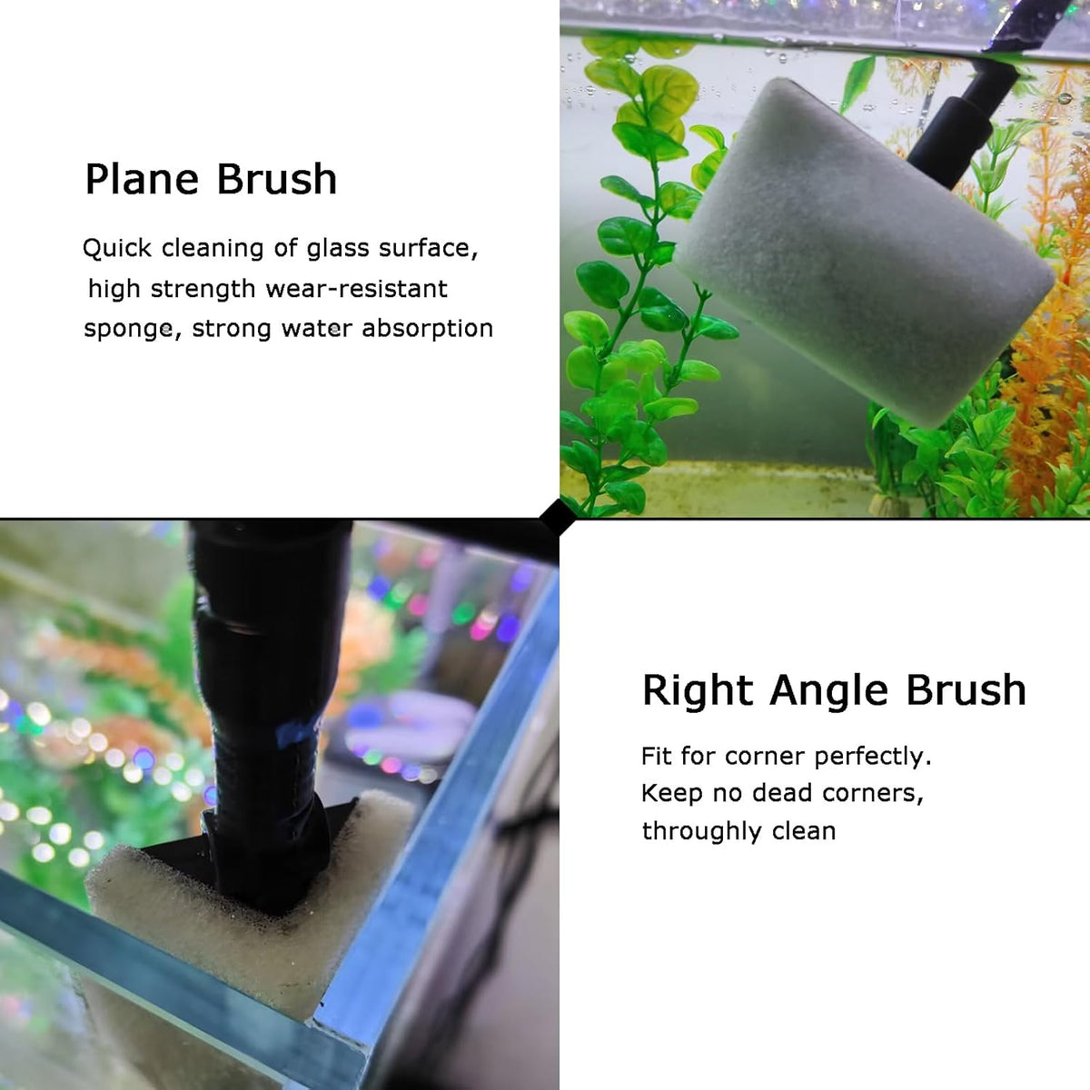 AQUANEAT 6 in 1 Fish Tank Cleaning Tools, Aquarium Cleaner Set with Adjustable Handle, Including