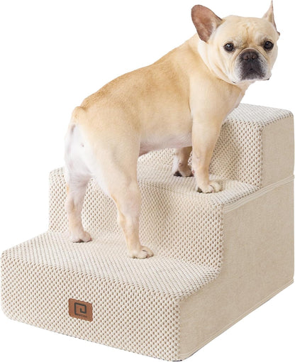 EHEYCIGA Dog Stairs for Small Dogs 13.5" H, 3-Step Dog Steps for Couch Sofa and Chair, Pet Steps