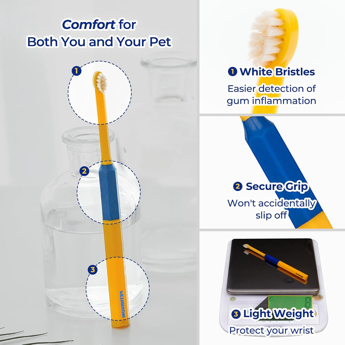 PETHROOM] Pet Toothbrush - Cats, Kitten, Small Dog Dental Care, Removing Teeth Tartar | Soft