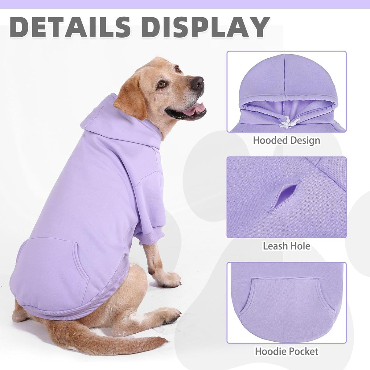 KOOLTAIL Basic Dog Hoodie - Soft & Warm Dog Hoodie Sweater with Leash Hole and Pocket, Pet Winter