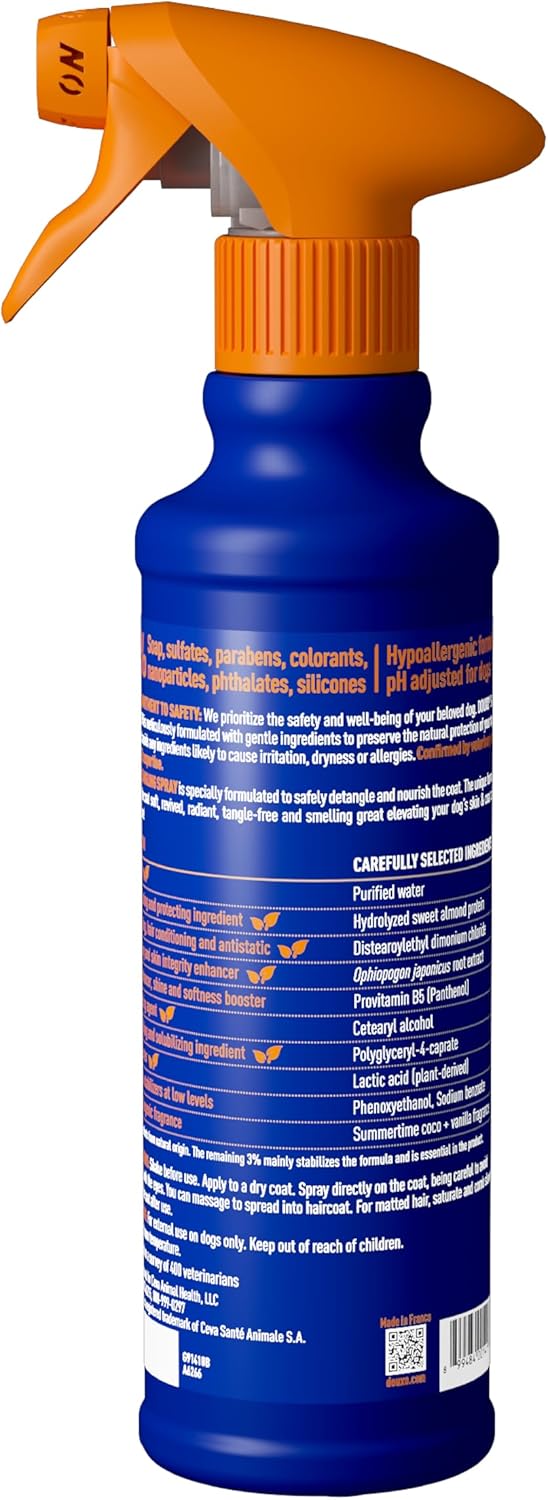 DOUXO® Skin & Coat SPA - Ultra-Safe Detangling Spray for Dogs, 10 fl oz, Safely Detangles, Revives