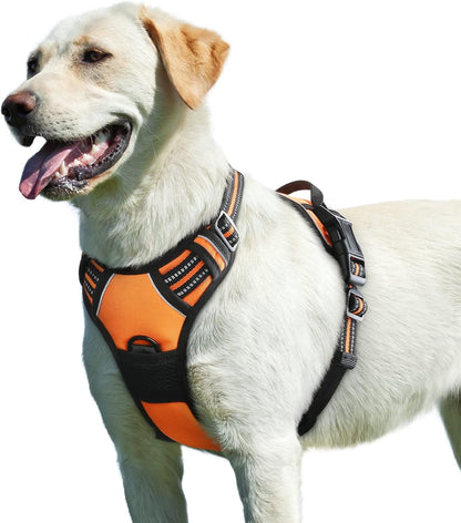 Eagloo Dog Harness for Large Dogs, No Pull Service Vest with Reflective Strips and Control Handle