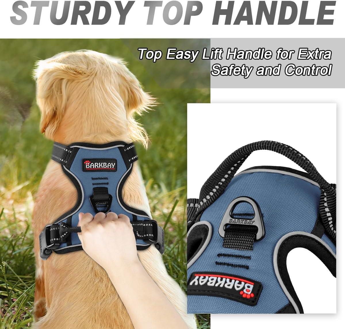 BARKBAY No Pull Dog Harness Front Clip Heavy Duty Reflective Easy Control Handle for Large Dog