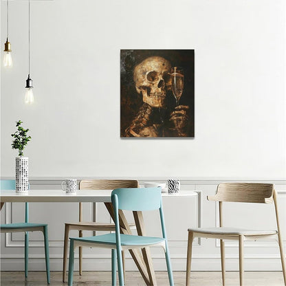 Quorin Gothic Skeleton Wall Art Goth Skull Champagne Wall Decor Dark Academia Pictures Horror