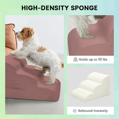 Dog Steps for Small Dogs, 4-Step Pet Ramp Stairs for High Beds and Sofa, Non-Slip Pet Stairs for