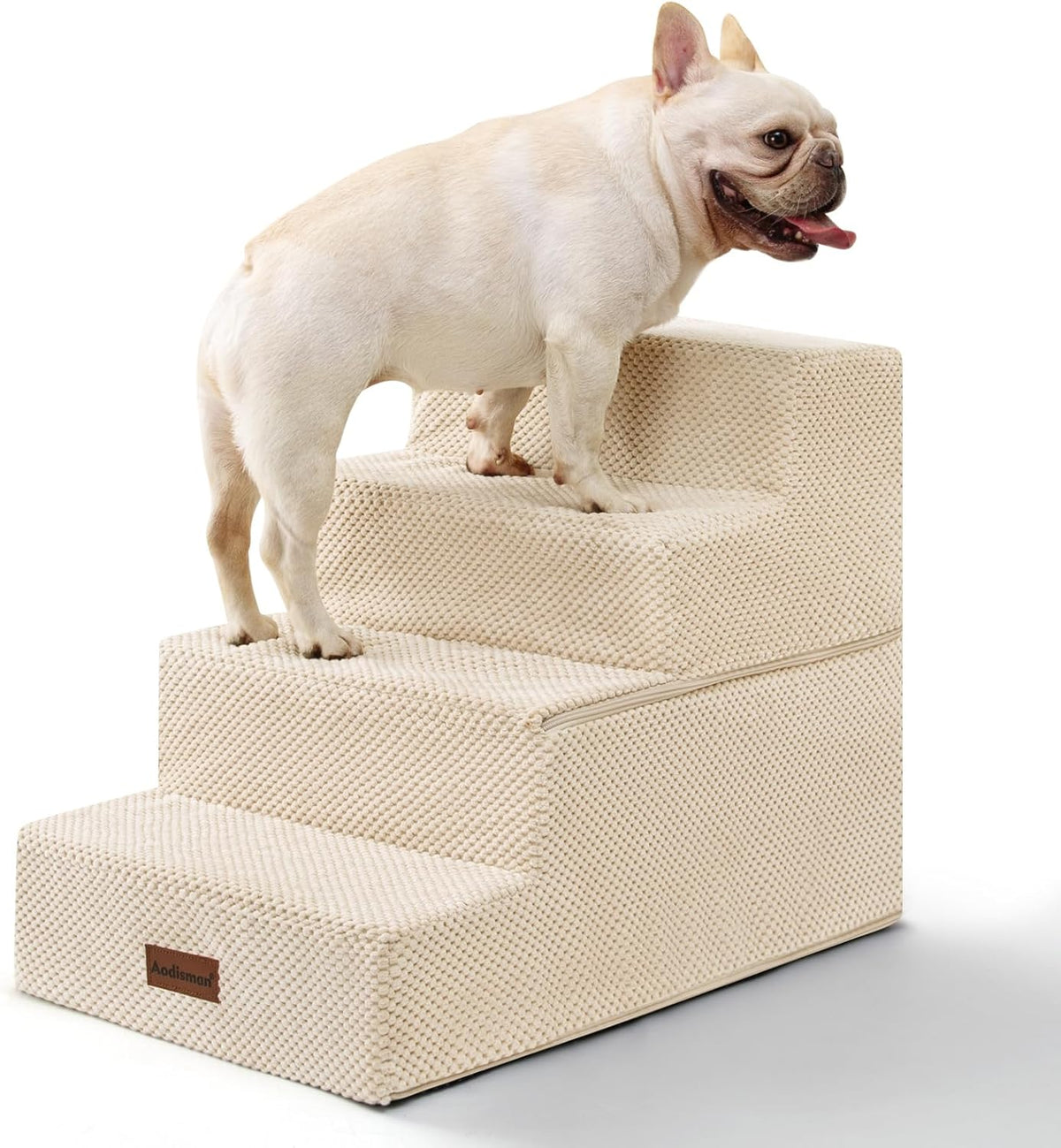 Dog Stairs for Bed 18.5" H, 4-Step Dog Steps for Small Dogs and Cats, Indoor Non-Slip Balanced Pet
