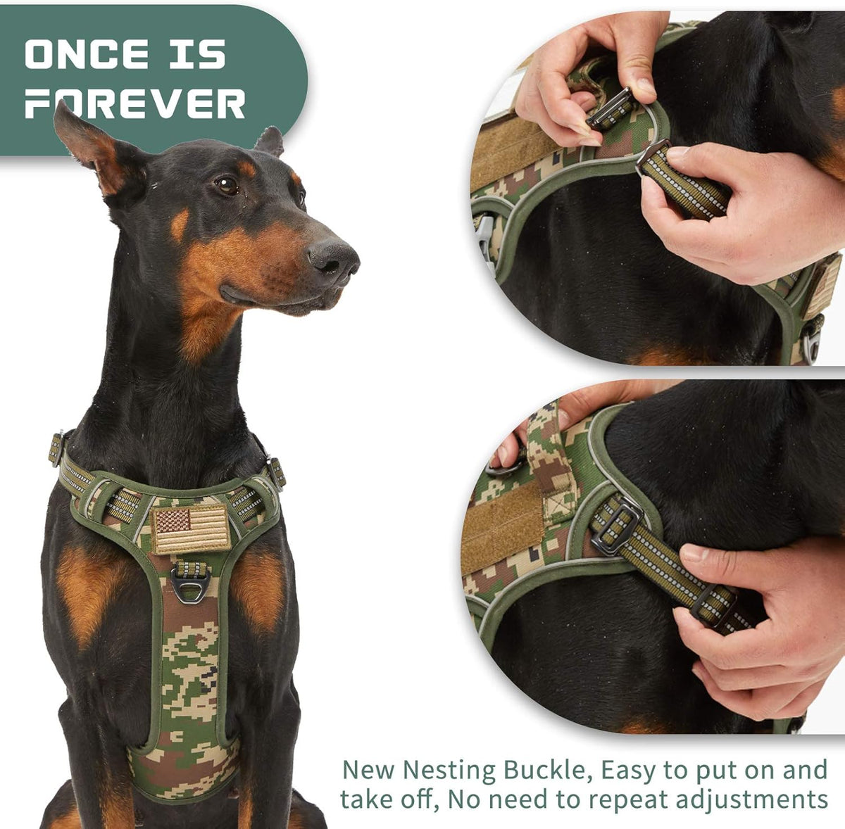 BUMBIN Tactical Dog Harness for Large Dogs No Pull, Famous TIK Tok No Pull Dog Harness, Fit Smart