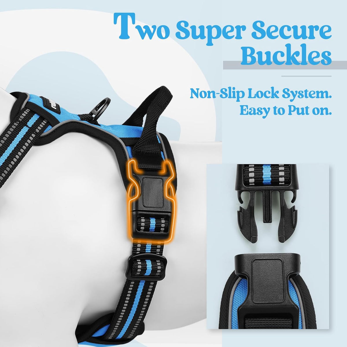 rabbitgoo Dog Harness No Pull with 2 Leash Clips, Adjustable Soft Padded, Reflective Oxford No