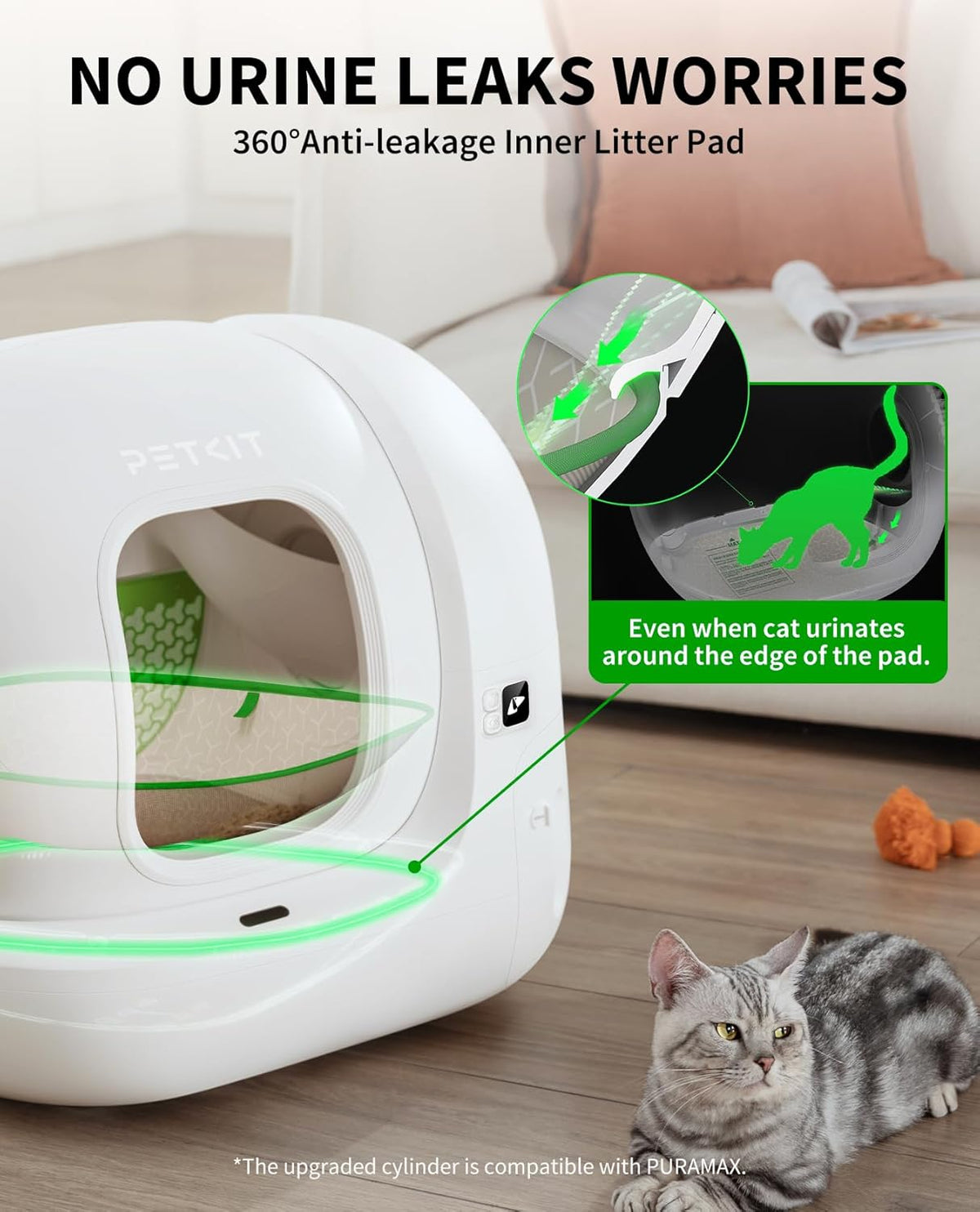 PETKIT PuraMax 2 Automatic Self-Cleaning Cat Litter Box, App Control Scoop-Free Litter Box with