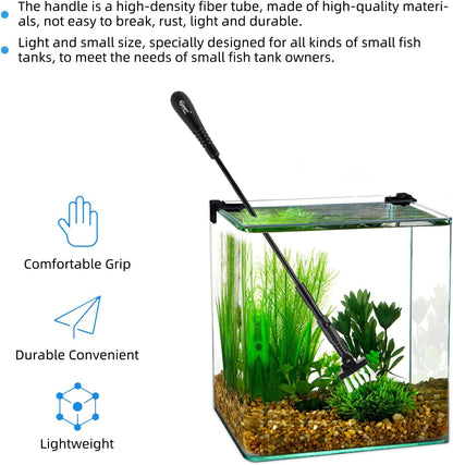 hygger Small Fish Tank Cleaner, Aquarium Cleaning Tools Kit with Handle, Seaweed Scraper, Fishing