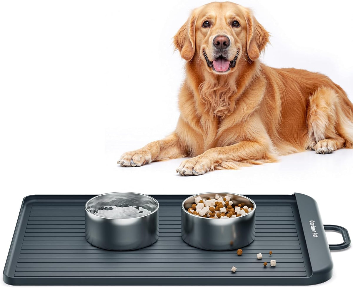 Gardner Pet Silicone Dog Food Water Mat for Floors Waterproof Anti-Slip Dog Bowl Large Mats for