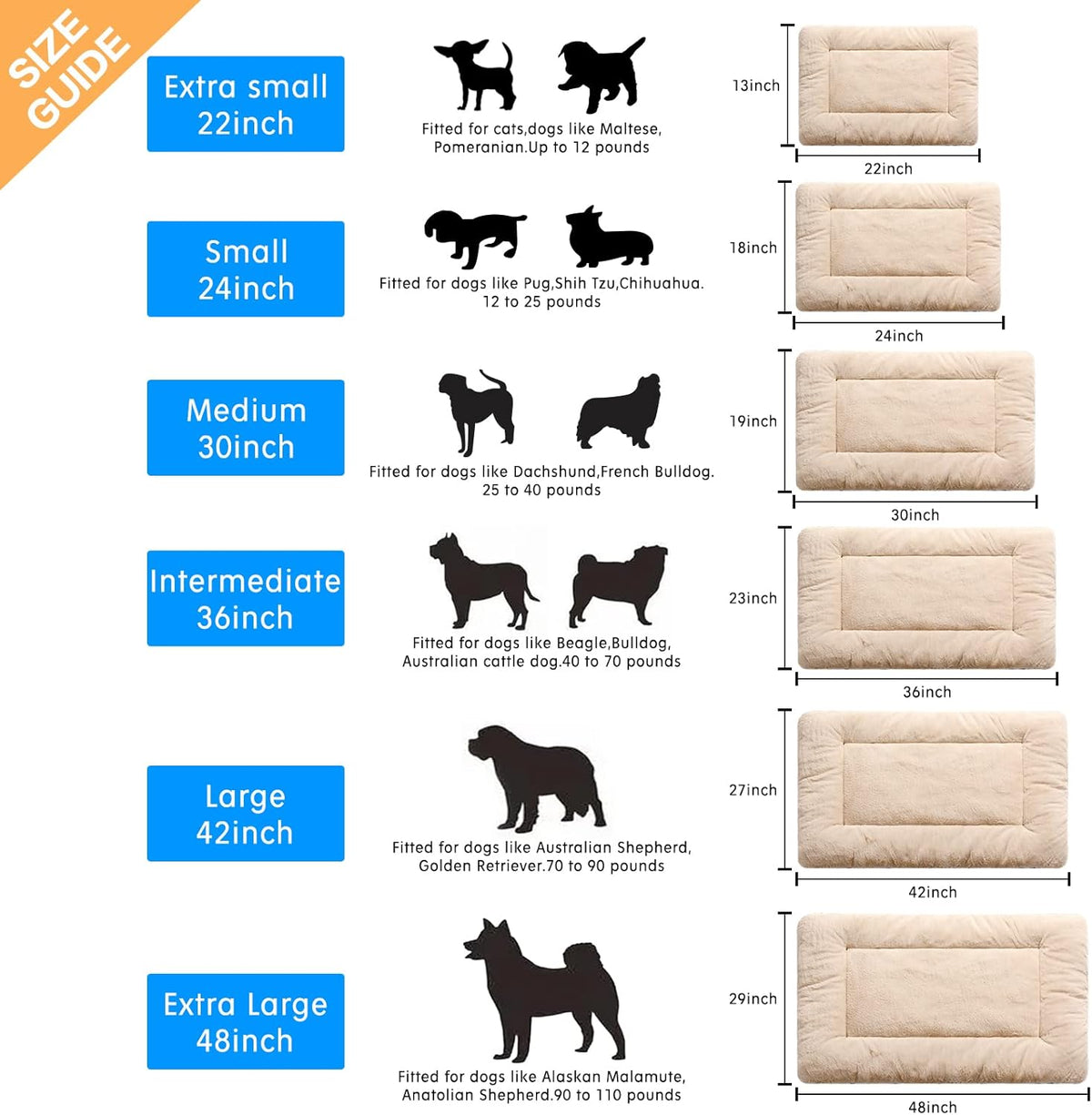 Cozy Dog Bed & Crate Pad, Medium Sized Dogs, Fit Metal Crates, Ultra Soft, Washable & Anti-Slip
