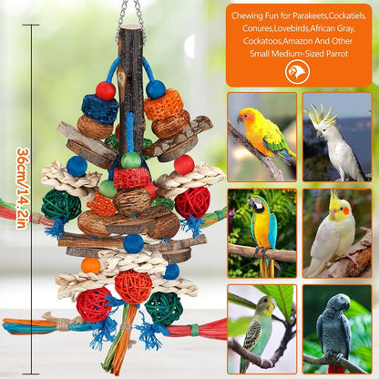 Bird Toys,Parrot Toys Exciting Chewing Fun for Parakeets,Cockatiels,Conures,Lovebirds,African Gray