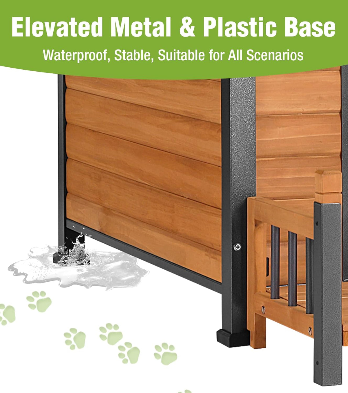 Large Outdoor Heated Dog House with Porch, All-Around Insulated Liner, Weatherproof Outside Dog