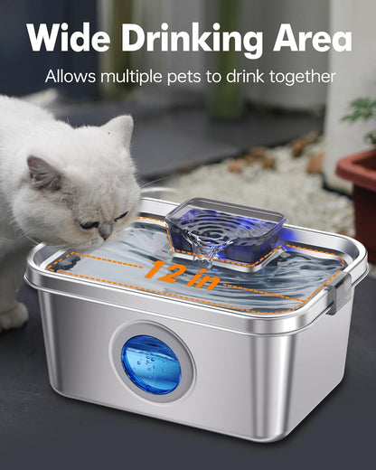 Dog Water Fountain 2 Gal, Stainless Steel Dog Water Fountain for Large Dogs Multi-Cats, Pet Water