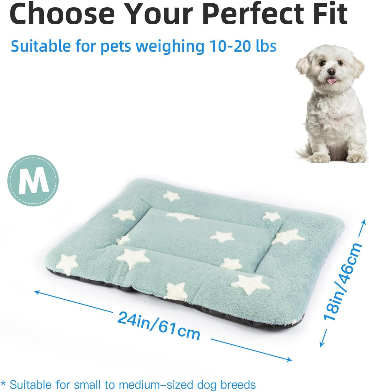 Mora Pets Dog Crate Pad Kennel Bed Crate Mat for Small Dogs Washable Cute Star Pet Bed for Dog Cage