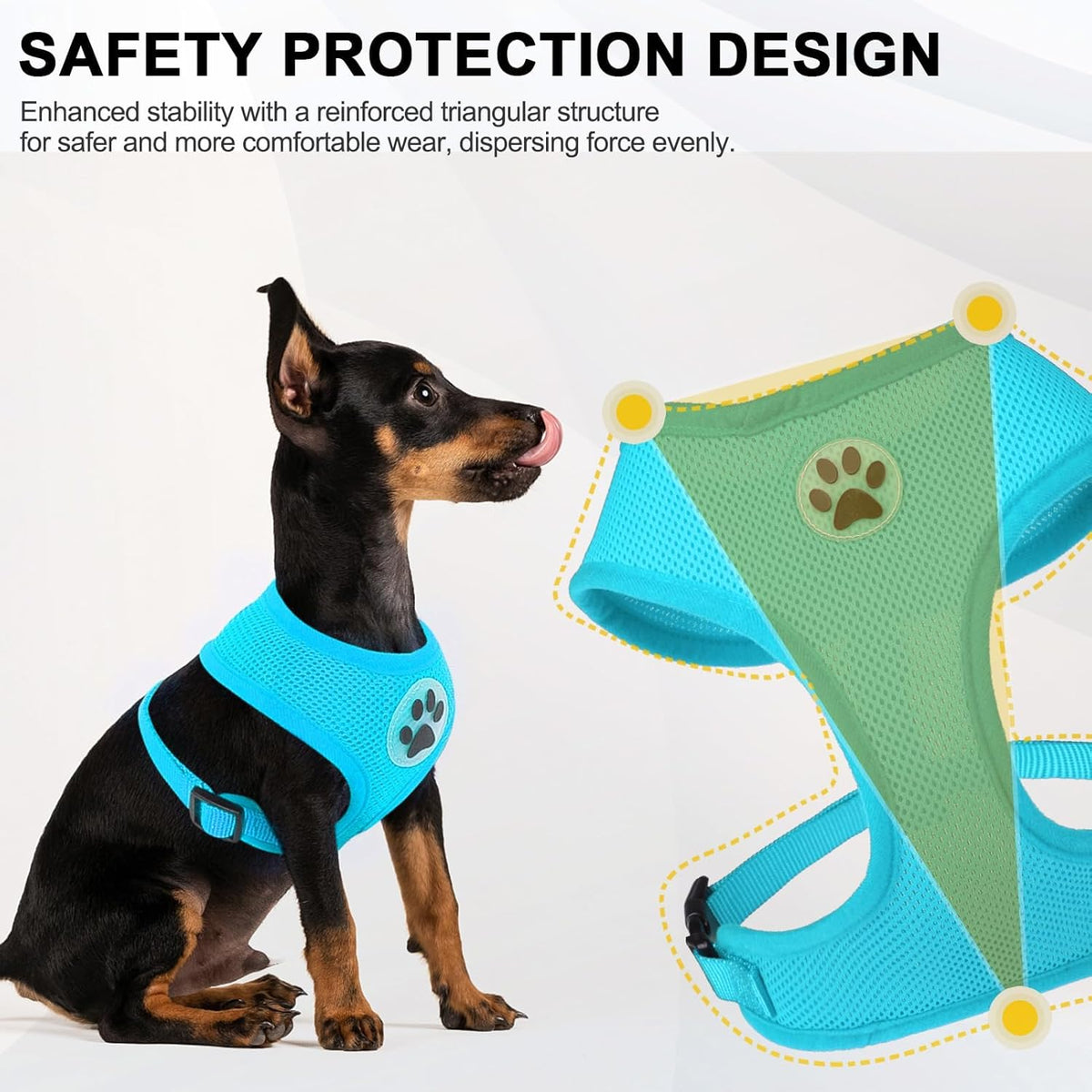 BINGPET No Pull Dog Harness,Soft Mesh Breathable All Weather Vest Harness,Safety Protection Design