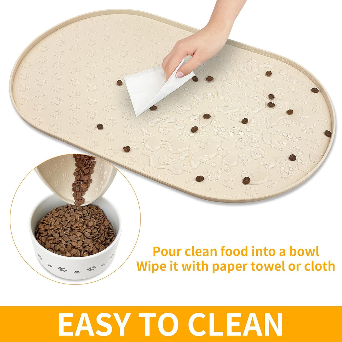 KPWACD Pet Feeding Mat for Dogs and Cats, Silicone Dog Placemat Non-Slip Waterproof Bowl Mats