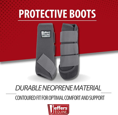 Jeffers Equine Protective Horse Boots 1 Pair Grey - Safe Neoprene Leg Guards & Comfortable Fit