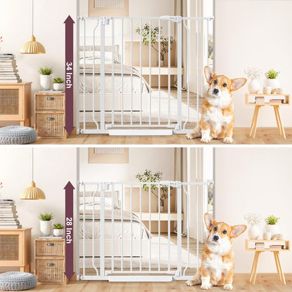 34" Extra Tall Baby Gate for Stairs, Auto Close Stroller Friendly Dog Gate Indoor for Doorways