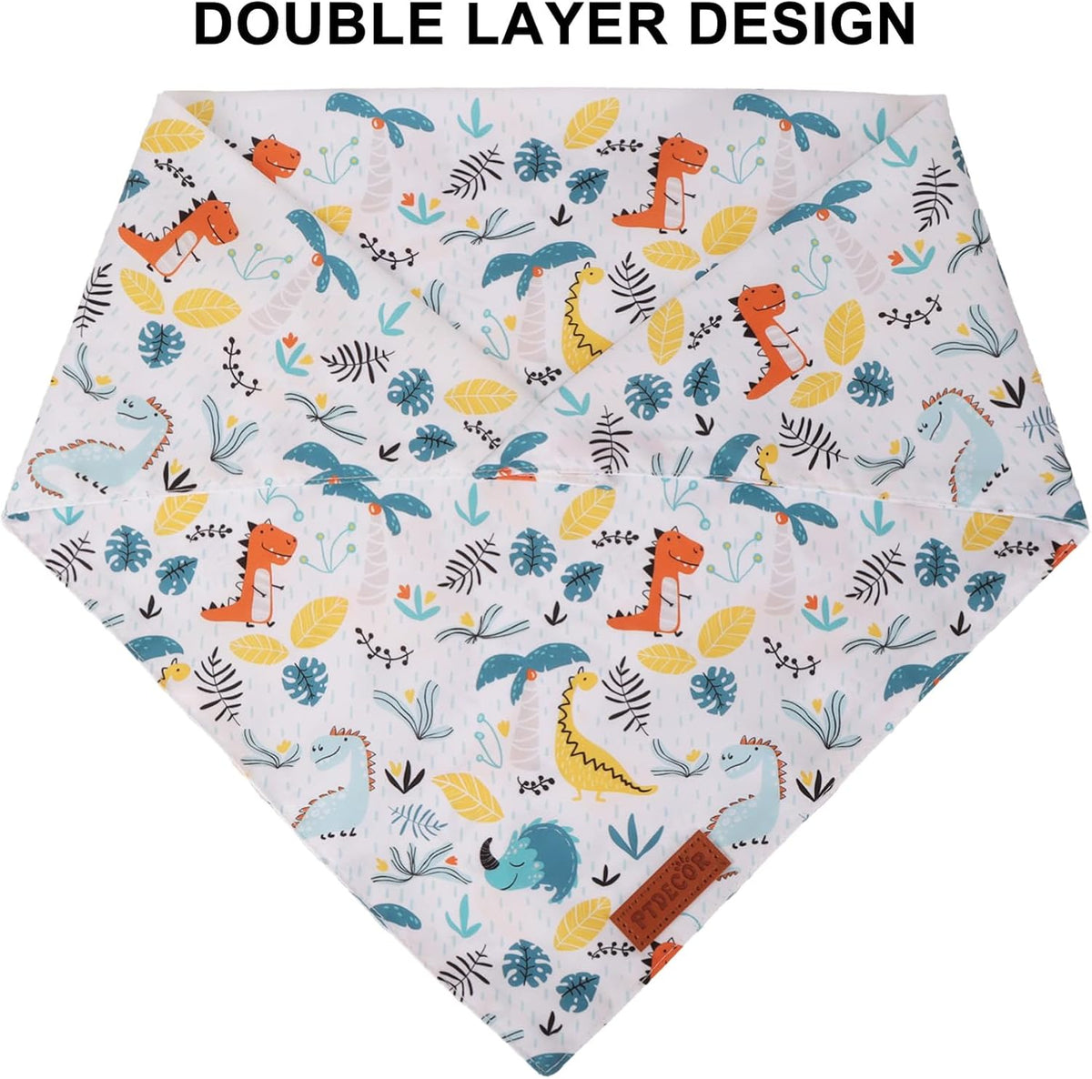 PTDECOR Dinosaurs Dog Bandana, Dinosaurs Design Reversible Pet Scarf Bib, Premium Durable Fabric