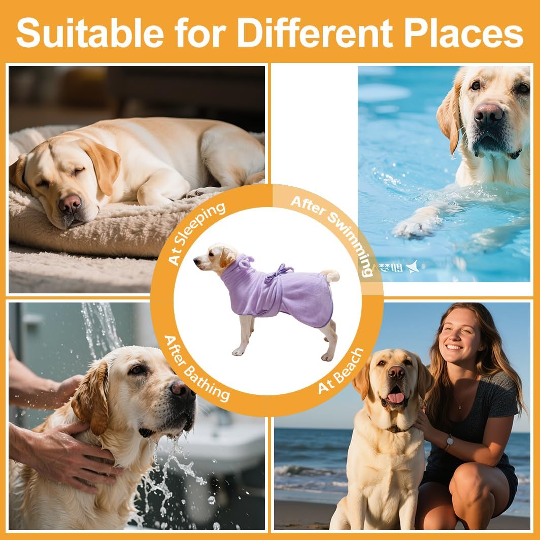 Microfiber Dog Bathrobe Towel Super Absorbent Dog Quick Dry Bathrobe for Puppies, Suitable for