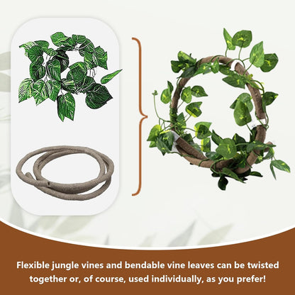 kathson Reptile Hideout Wooden Bridge Bearded Dragon Hammock Reptiles Jungle Climbing Vines