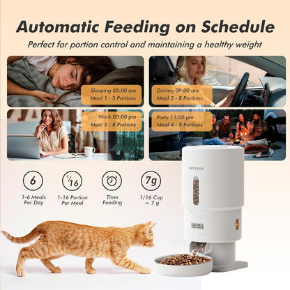 Automatic Cat Feeder - 5L Anti-Clog Cat Food Dispenser with Freshness Preservation, 1-6 Meals/Day