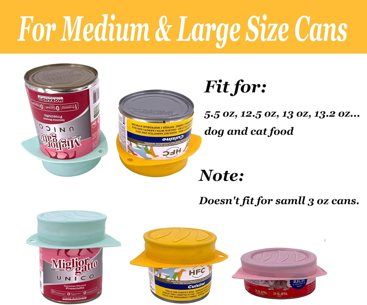 3 Pack Dog Cat Food Can Lids - Silicone Stretch Lids Covers for Pet Food Cans, Reusable Universal