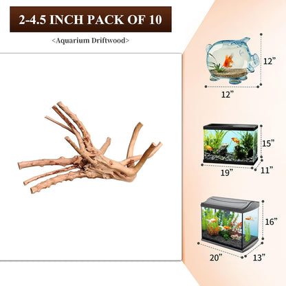 majoywoo Natural Small Driftwood for Aquarium Decor Fish Tank Decorations, Assorted Spider Wood
