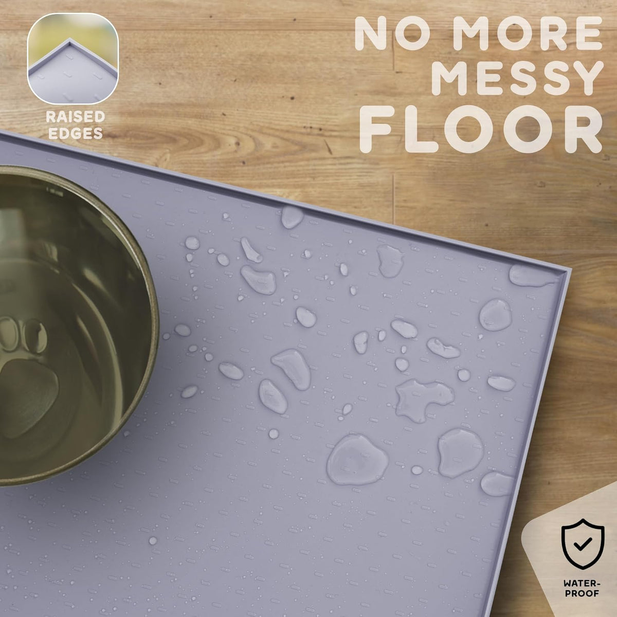 Dog Food Mat - 28x18 Raised Edges Dogs Mat for Food and Water Prevent Spill, Waterproof Cat Food