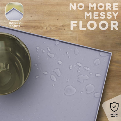 Dog Food Mat - Raised Edges Dogs Mat for Food and Water Prevent Spill, Waterproof Cat Food Mats