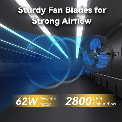 12 Inch Wall Fan Pro Series - Indoor High Velocity Wall Mount Fan for Commercial, Residential