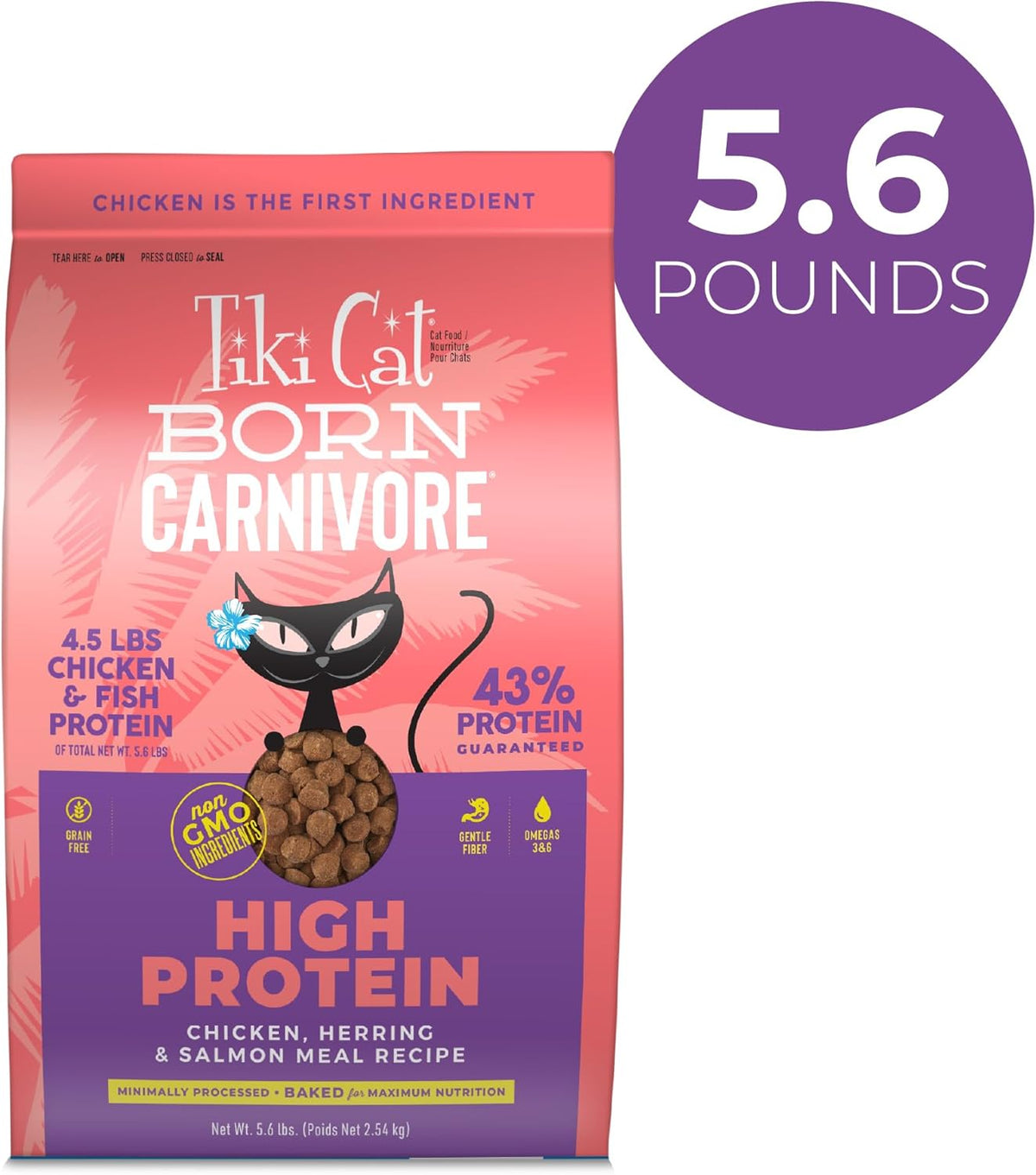 Tiki Cat Born Carnivore High Protein, Chicken, Herring & Salmon Meal, Grain-Free Baked Kibble to