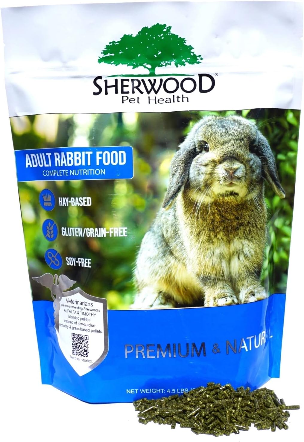 Sherwood Pet Health Adult Rabbit Food Alfalfa Timothy Hay-Based Blend 4.5 lbs, Grain and Soy-Free
