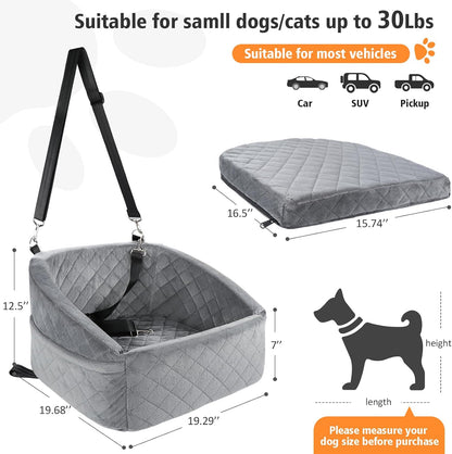 Dog Car Seat for Small Dogs,Detachable Washable Dog Booster Seat for Medium Dogs Under 30lbs, Pet