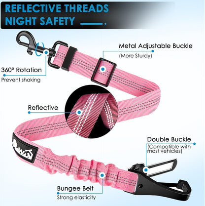 Lukovee Dog Seatbelt Leash for Cars, 2 Pack Pet Safety Seat Belt with Adjustable Buckle &