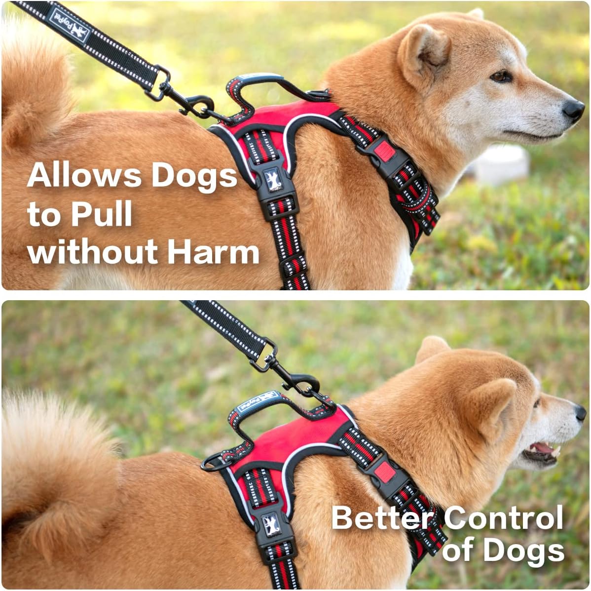 PoyPet No Pull Dog Harness, No Choke Front Clip Reflective Dog Vest with Soft Padded Vertical