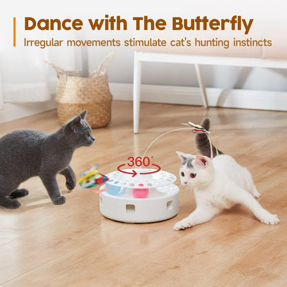 Potaroma Cat Toys 3in1 Automatic Interactive Kitten Toy, Fluttering Butterfly, Moving Feather