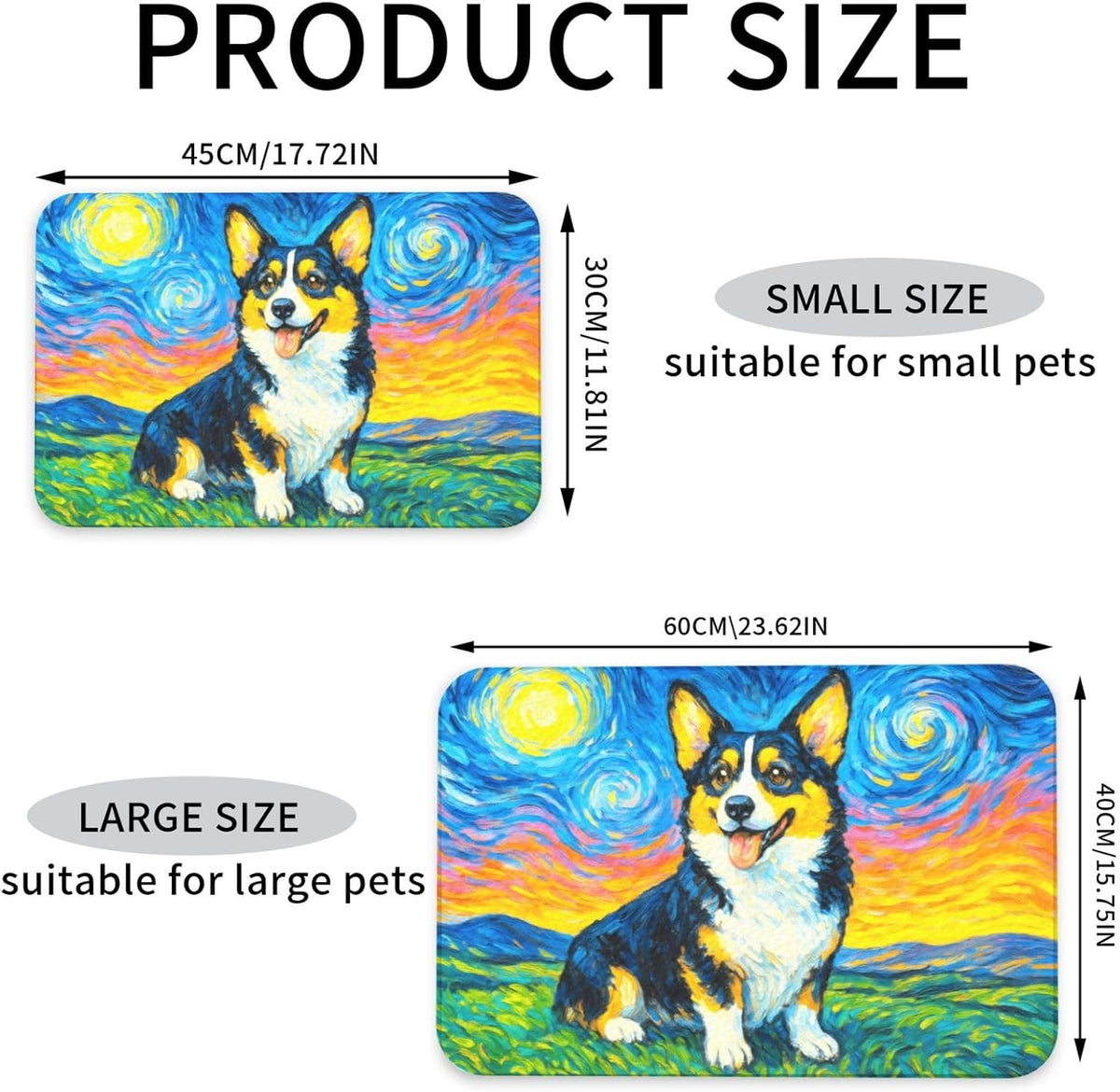 Starry Night Tri Color Dog Dog Food Mat Absorbent Bowl Mats No Stains Quick Dry Waterproof Pet Cat