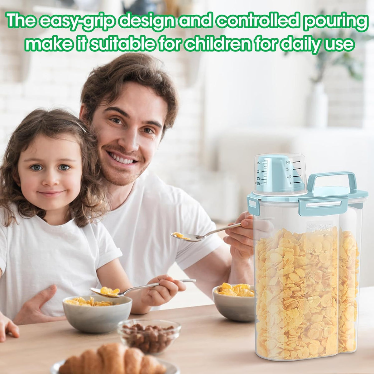 TBMax Rice Storage Container - 5 Lbs Flour Container Cereal Dispenser with Measuring Cup, Airtight