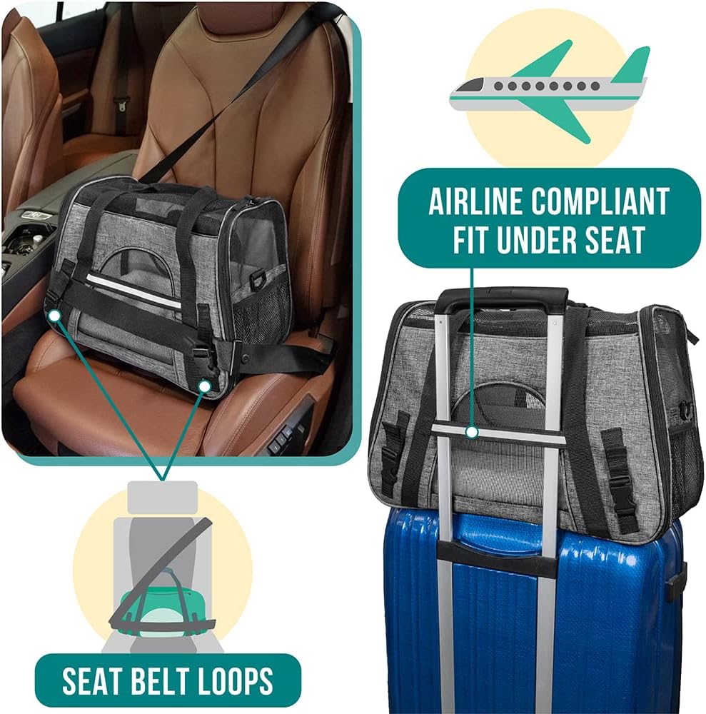 PetAmi Airline Approved Pet Carrier for Cat, Soft Sided Dog Carrier for Small Dog, Cat Travel