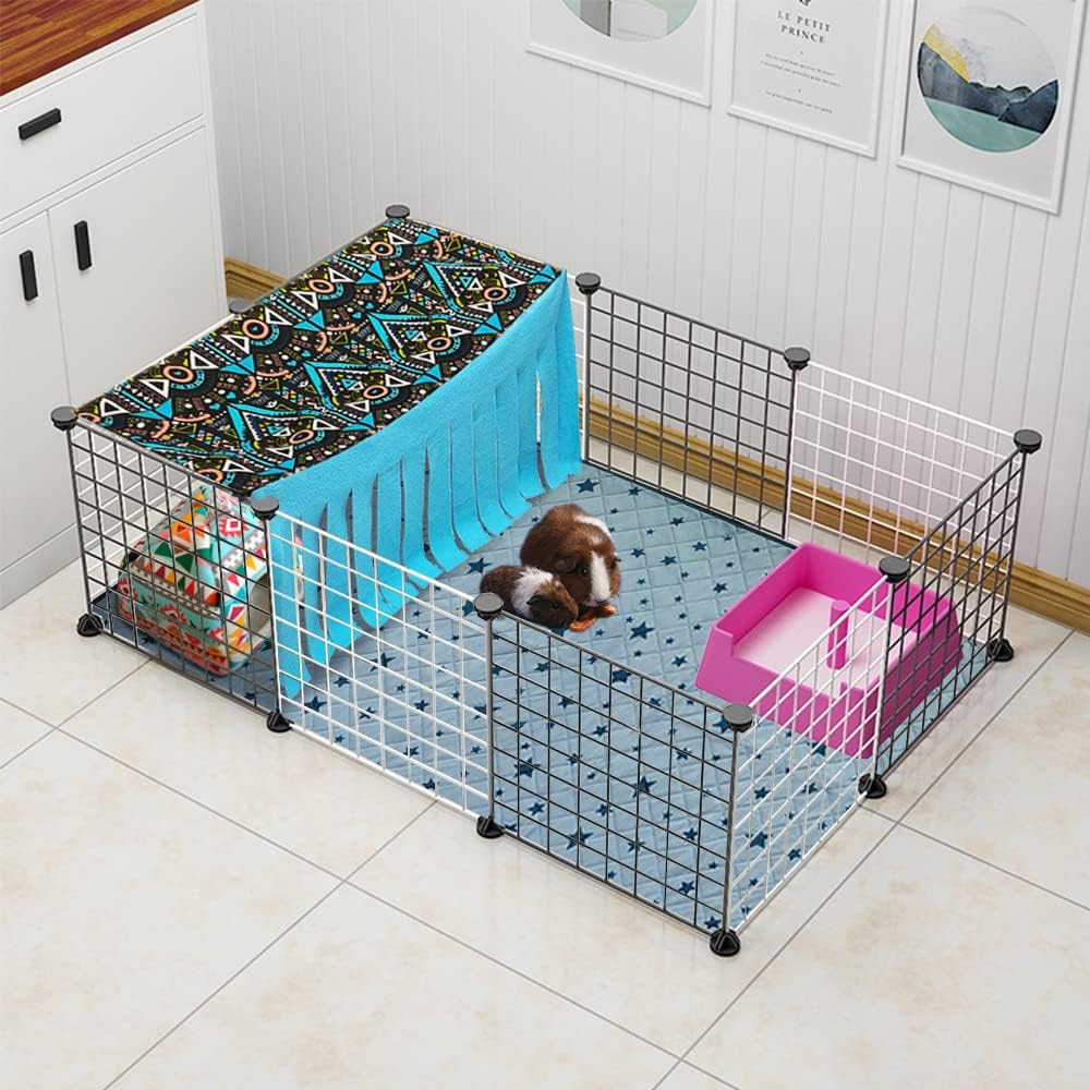 RIOUSSI Guinea Pig Hideout Hideaway Corner Fleece Toys Cage Accessories with Reversible Sides