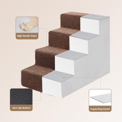 EHEYCIGA Dog Stairs for Bed 18" H, 4-Step Dog Steps for High Bed, Pet Steps for Small Dogs and
